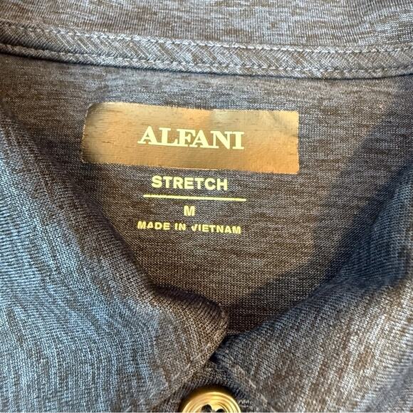Alfani Stretch Blue Polo Shirt Classic Versatile Wardrobe Staple Marled Knit - Picture 7 of 15